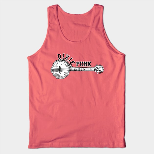 DixiePunk Banjo (Black & White) Tank Top by Pink's Mercantile  